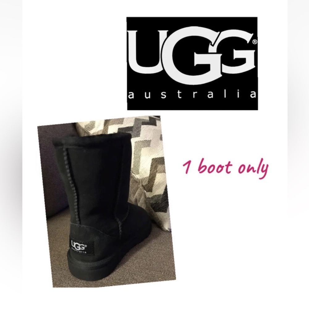 1 UGG Blk SINGLE LEFT BOOT ONLY Sz Toddler/kid 11 -Amputee - Crafting Shearling